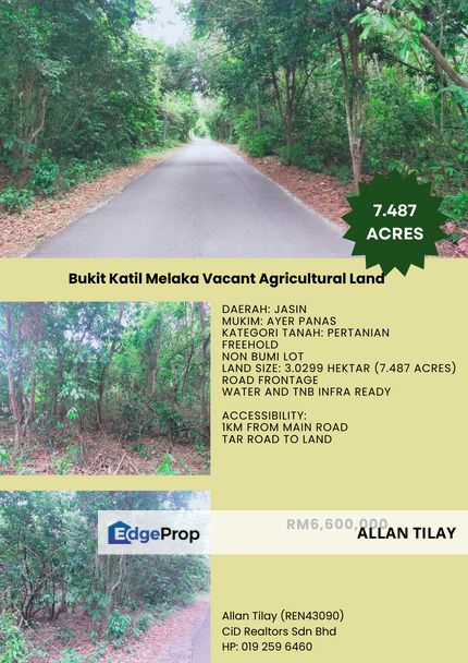 Bukit Katil Melaka Vacant Agricultural Land, Melaka, Jasin