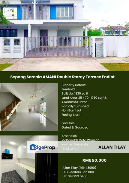 Serenia Amani Sepang 2 Storey Terrace Endlot, Selangor, Dengkil