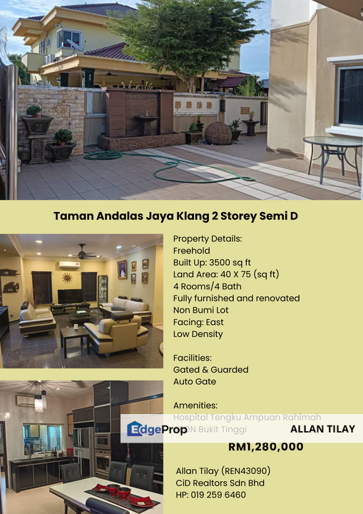 Taman Andalas Jaya Klang 2 Storey Semi D, Selangor, Klang