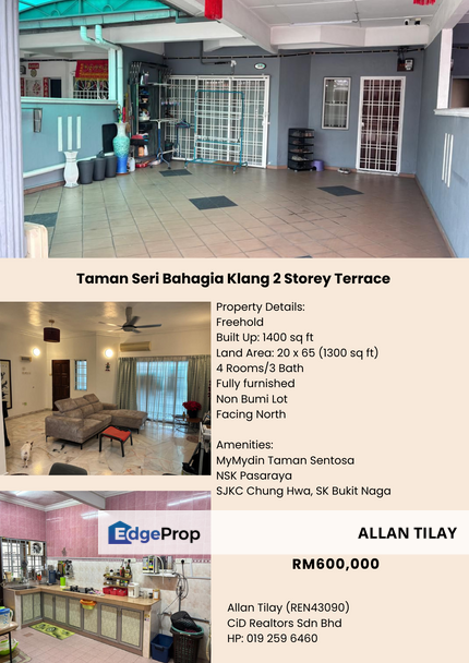 Taman Seri Bahagia Klang 2 Storey Terrace, Selangor, Klang