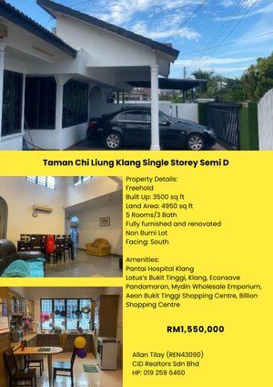 Taman Chi Liung Klang Single Storey Semi D for Sale @RM1,550,000 By ...