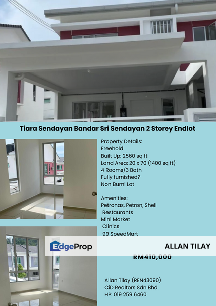 Tiara Sendayan Bandar Sri Sendayan 2 Storey Endlot, Negeri Sembilan, Seremban