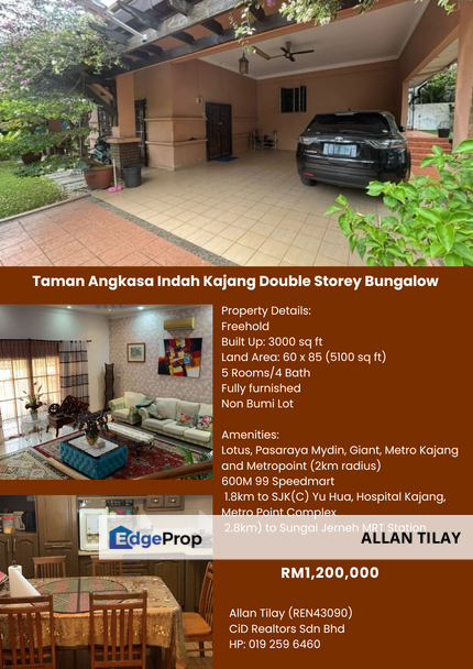 Taman Angkasa Indah Kajang Double Storey Bungalow, Selangor, Kajang