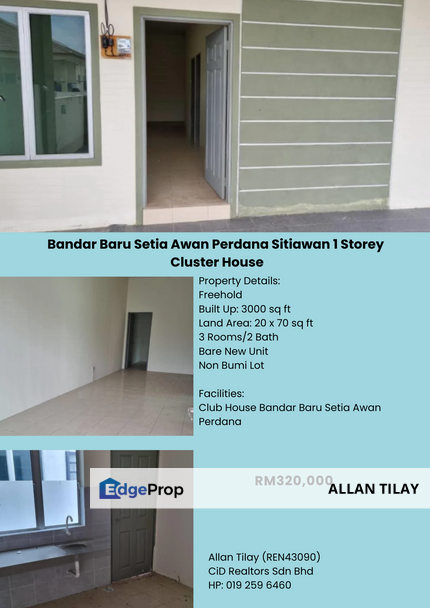 Bandar Baru Setia Awan Perdana Sitiawan 1 Storey Cluster House, Perak, Sitiawan