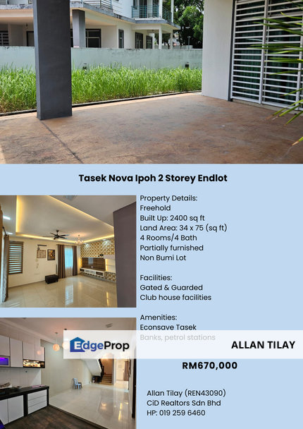 Tasek Nova Ipoh 2 Storey Endlot, Perak, Ipoh