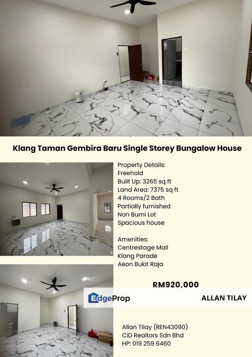 Klang Taman Gembira Baru Single Storey Bungalow House, Selangor, Klang