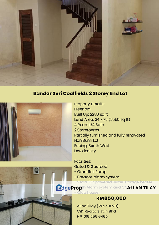 Bandar Seri Coalfields 2 Storey End Lot, Selangor, Sungai Buloh