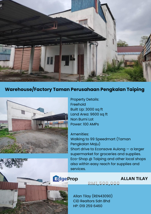 Warehouse/Factory Taman Perusahaan Pengkalan Taiping, Perak, Taiping
