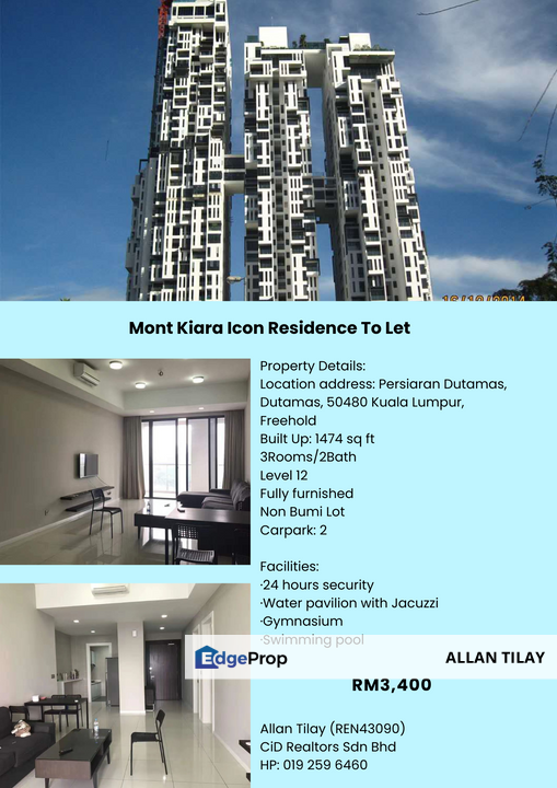 Mont Kiara Icon Residence To Let, Kuala Lumpur, Dutamas