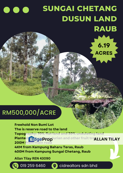 Raub Sungai Chetang Dusun Land, Pahang, Raub