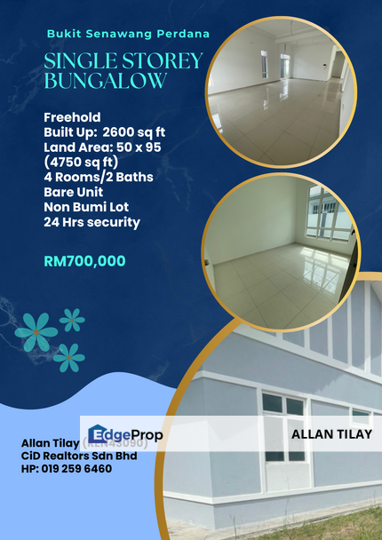 Senawang Bukit Senawang Perdana Single Storey Bungalow, Negeri Sembilan, Seremban