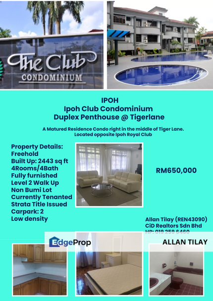 Ipoh The Club Condominium Duplex Penthouse, Perak, Kinta