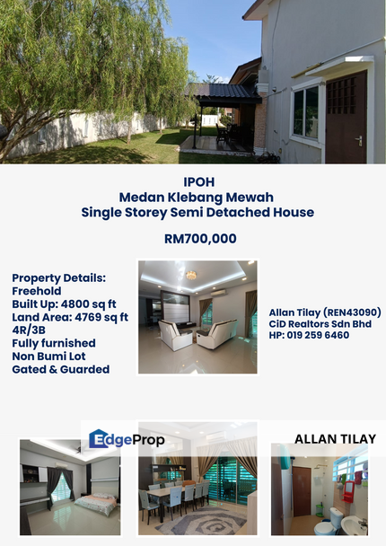 Ipoh Medan Klebang Mewah Single Storey Semi Detached House, Perak, Kinta