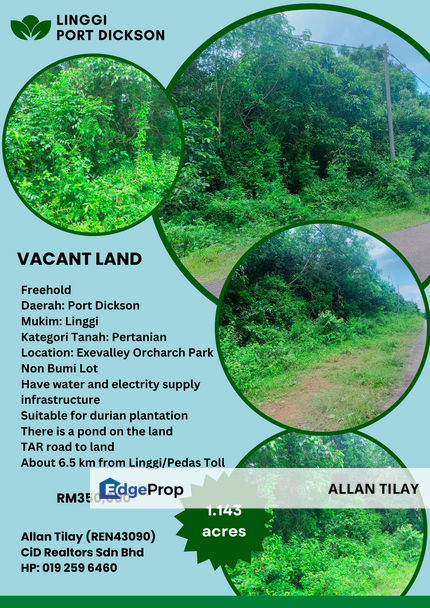 Linggi Vacant Agricultural Land, Negeri Sembilan, Port Dickson