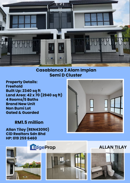 Casablanca 2 Alam Impian Semi D Cluster, Selangor, Shah Alam