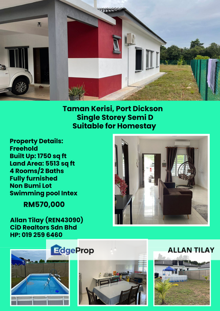 PD Taman Kerisi Single Storey Semi D House, Negeri Sembilan, Port Dickson