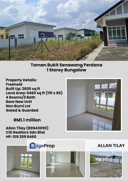 Senawang Taman Bukit Senawang Perdana 1 Storey Bungalow, Negeri Sembilan, Seremban