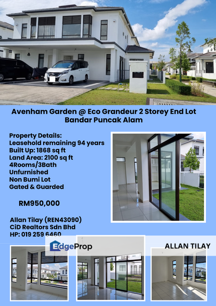 Bandar Puncak Alam Avenham Garden @ Eco Grandeur 2 Storey End Lot, Selangor, Bandar Puncak Alam