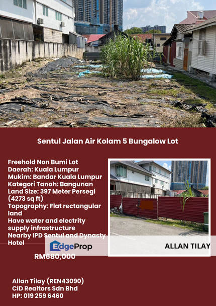 Sentul Jalan Air Kolam 5 Bungalow Lot, Kuala Lumpur, Jalan Ipoh