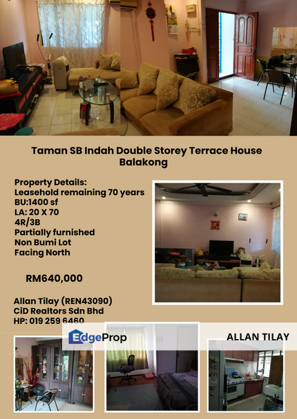 Balakong Taman SB Indah Double Storey House, Selangor, Balakong