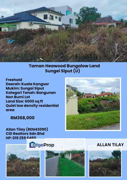 Sungai Siput Taman Heawood Bungalow Land, Perak, Kuala Kangsar