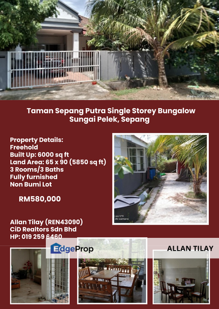 Sungai Pelek Pantai Sepang Putra Single Storey Bungalow, Selangor, Sungai Pelek