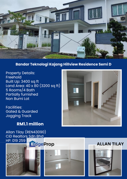 Bandar Teknologi Kajang Hillview Residence Semi D, Selangor, Semenyih