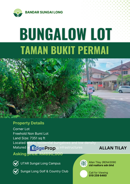 Corner Bungalow Lot @ Taman Bukit Permai Bandar Sungai Long , Selangor, Kajang