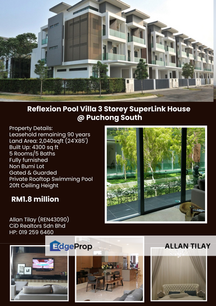 Reflexion Pool Villa 3 Storey SuperLink House @ Puchong South, Selangor, Puchong South