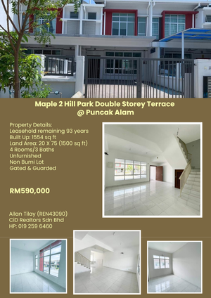 Maple 2 Bandar Hillpark Double Storey Terrace @ Puncak Alam for Sale ...
