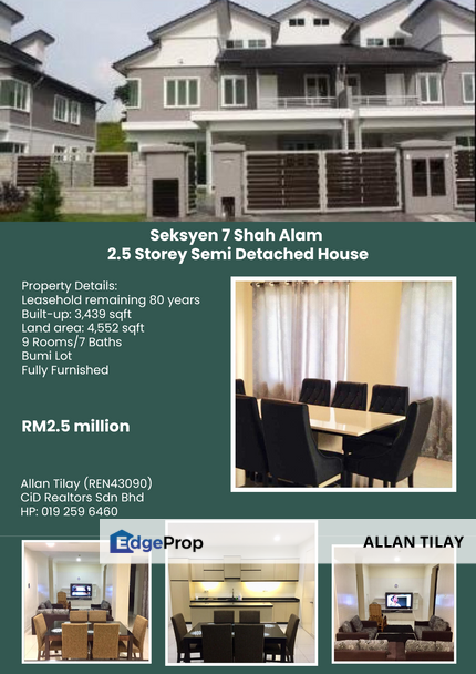 Seksyen 7 Shah Alam 2.5 Storey Semi Detached House, Selangor, Shah Alam
