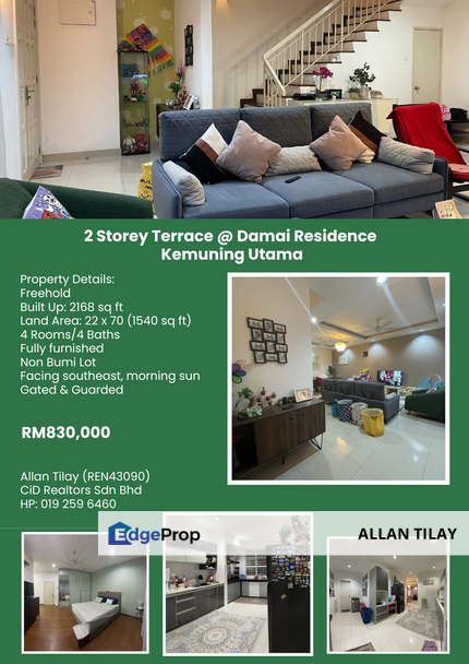 Damai Residence Kemuning Utama 2 Storey Terrace, Selangor, Shah Alam