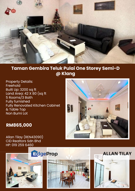 Taman Gembira Teluk Pulai One Storey Semi-D @ Klang, Selangor, Klang