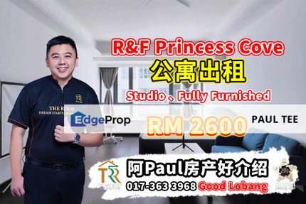 R&F Princess Cove Studio Unit For Rent, Johor, Johor Bahru