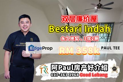 Bestari Indah Double Storey Terrace Low-Cost For Sale, Johor, Ulu Tiram