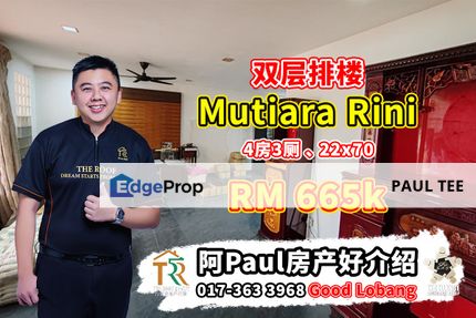 Mutiara Rini Double Storey Terrace House For Sale, Johor, Skudai