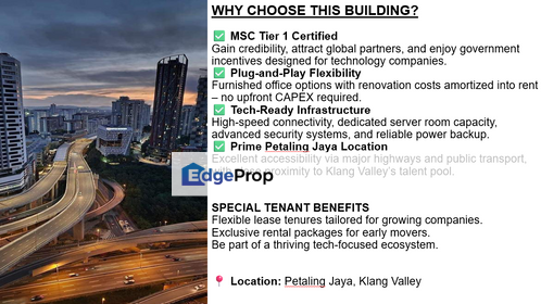 Petaling Jaya MSC Tier 1 Office For Rent, Selangor, Petaling Jaya