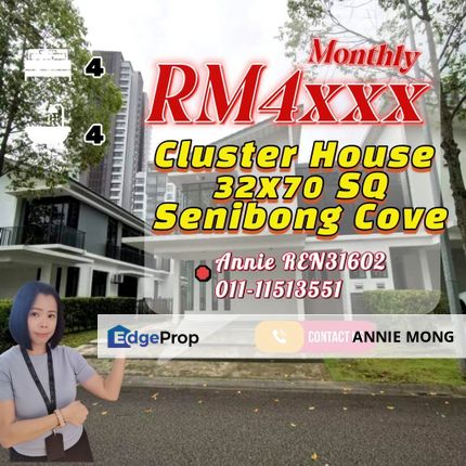 Nice View & Nice Environment Cluster House Senibong Cove  For Sale , Johor, Masai