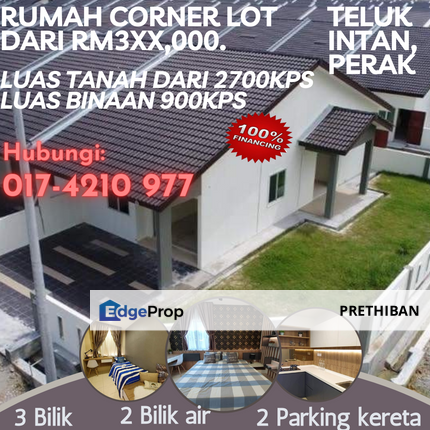 {TELUK INTAN} Rumah Corner Lot dari RM3XX,000, luas tanah dari 2700kps. , Perak, Teluk Intan