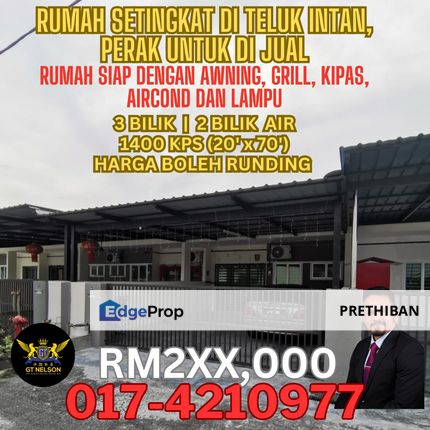 {TELUK INTAN} Rumah Siap Dengan Awning, Grill, Kipas Siling, Lampu dan Plug Point, Perak, Hilir Perak