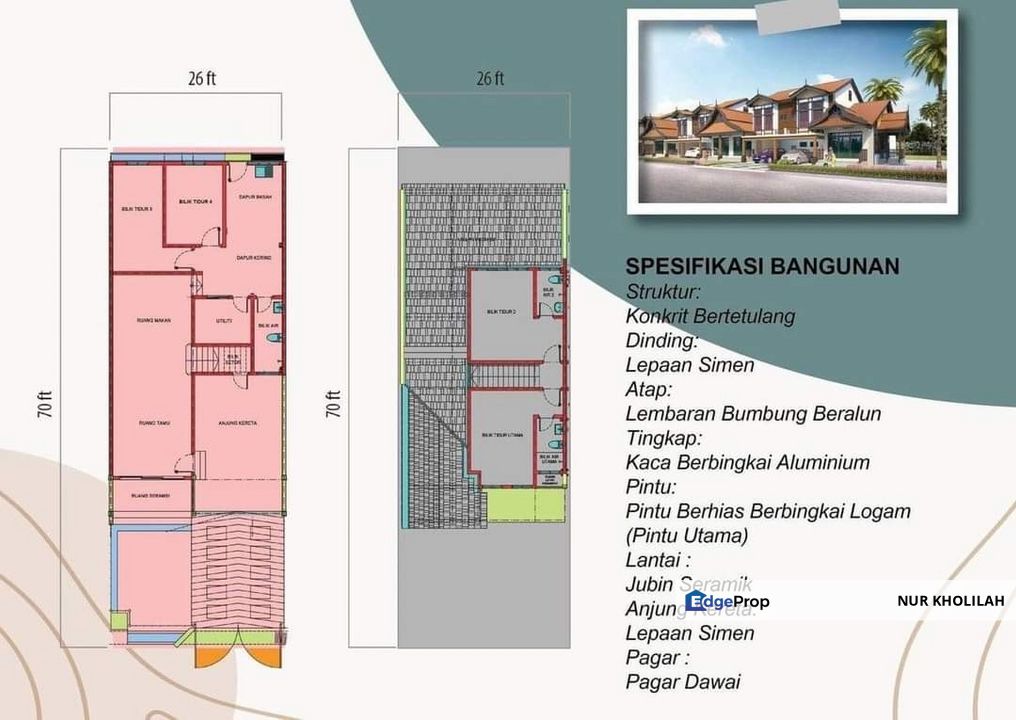 Rumah Baru Reka Bentuk Tradisional Khad Untuk Bumiputera di Bukit Katil Melaka, Melaka, Bukit Katil