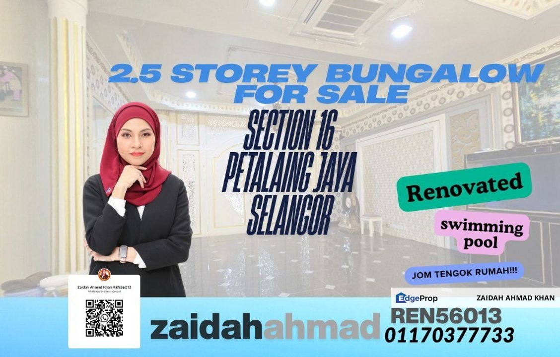 SECTION 16 PETALING JAYA SELANGOR 2.5 STOREY BUNGALOW WITH SWIMMING POOL RENOVATED WITH EVENT GLASS HOUSE, Selangor, Petaling Jaya