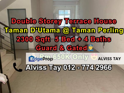 Taman D'Utama @ Taman Perling  Double Storey , Johor, Johor Bahru