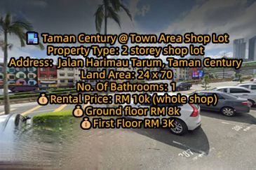 Jalan Harimau Tarum, Taman Century / Double storey shop lot 