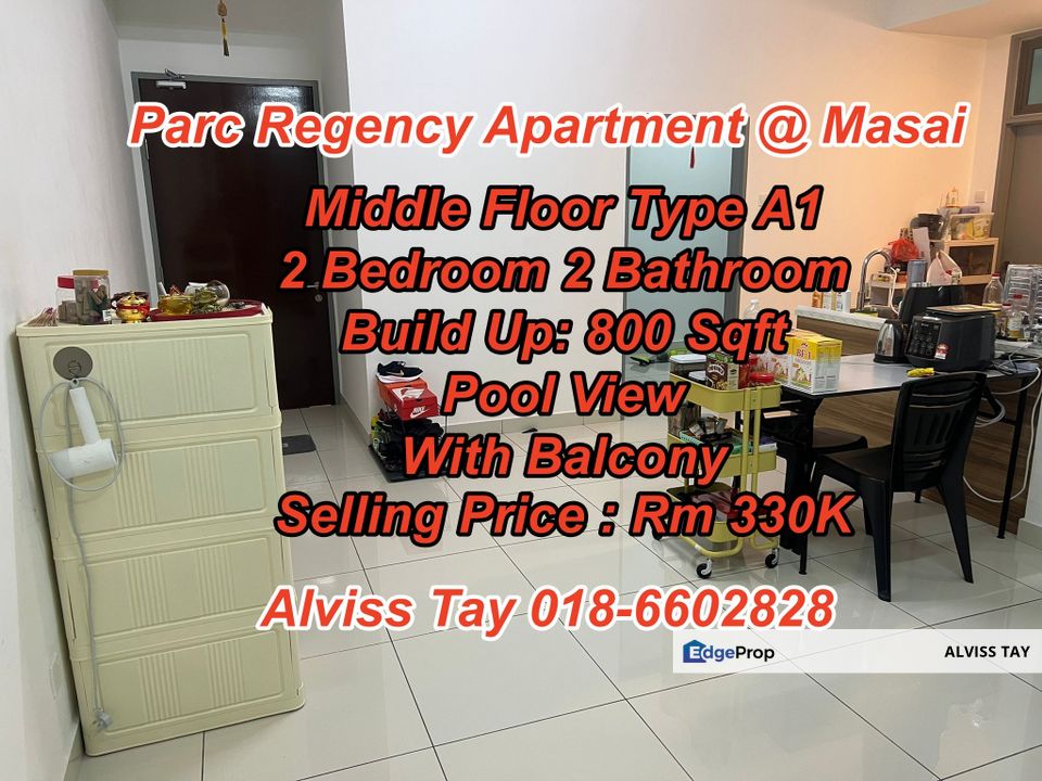 Parc Regency Apartment / Masai / 2 Bedroom / Pool View / For Sale , Johor, Masai
