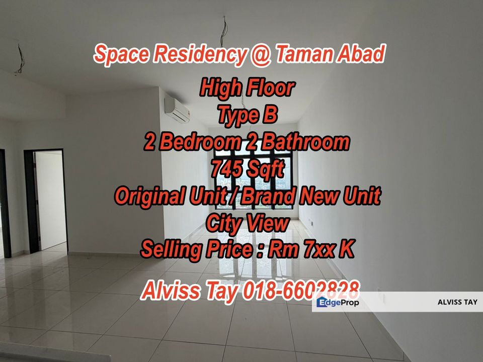  Space Residency / High Floor / 2 Bedroom / Original Unit / Brand New / For Sale  , Johor, Johor Bahru