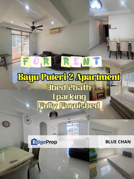 Bayu Puteri 2 Apartment 3bed 2bath Fully Furnish, Johor, Johor Bahru