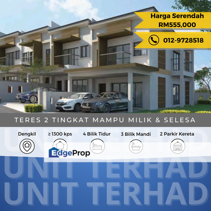 Freehold Teres 2 Tingkat Besar & Selesa, Selangor, Dengkil