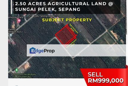 Agricultural land for sale at Sg Pelek, Sepang, Selangor, Sepang