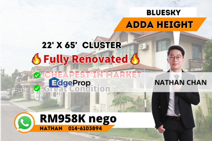 [Cheapest/Fully Renovated] Adda Height cheapest cluster, Near Dato Onn, Austin Area, Johor, Johor Bahru